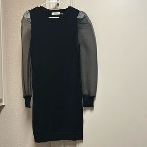 Brand new black sweater dress with mesh sleeves